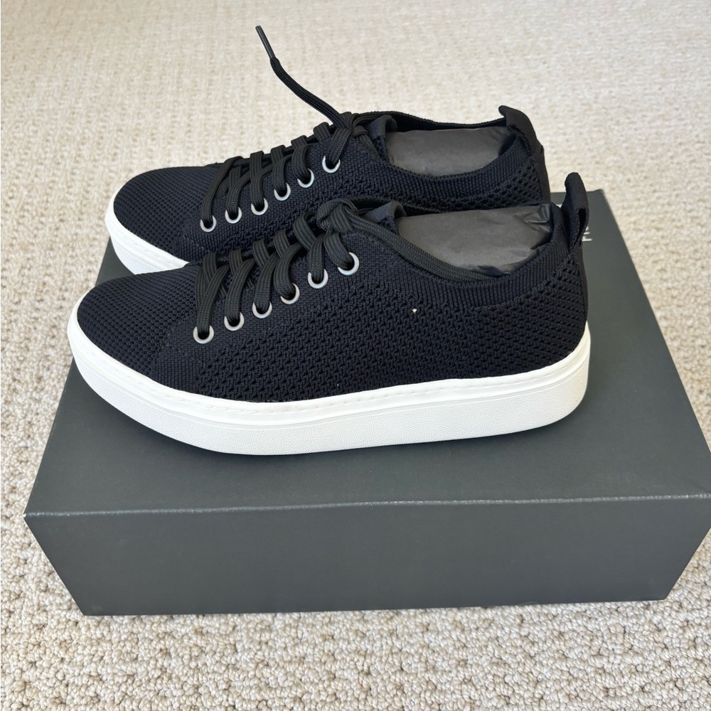 NWT Eileen Fisher Peris Recycled Stretch Knit Wedge Black Sneakers Sz 6